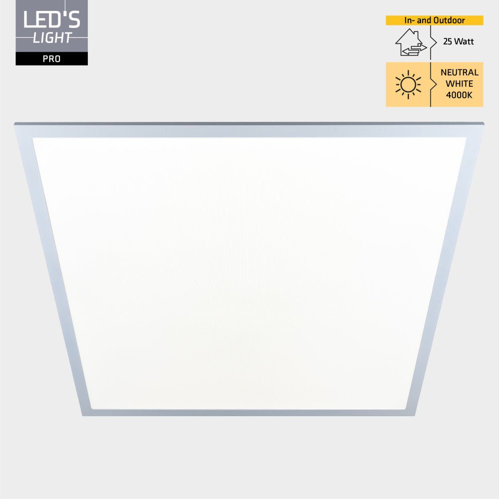 LED's Light Pro Paneel - 180lm/w - 25W 4500lm 4000K UGR<19 - 620x620mm - Lifud-driver - Wit - Duitse maat Panelen LED.nl
