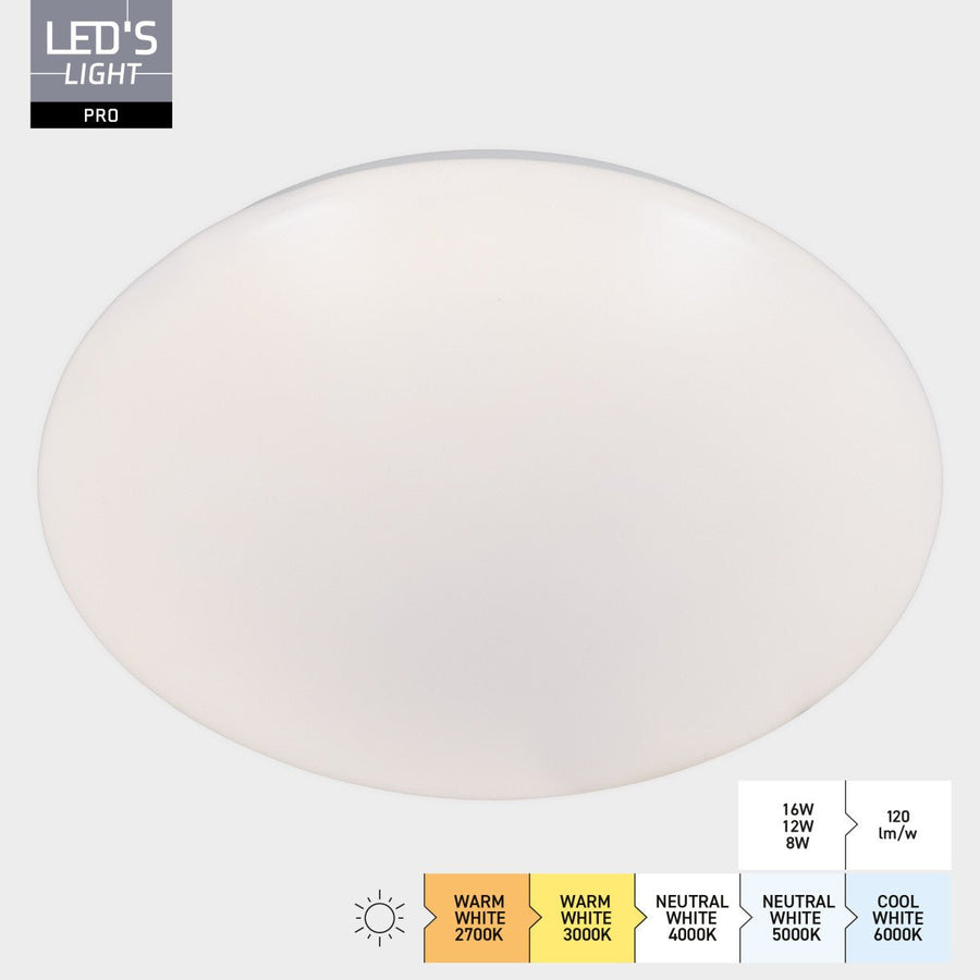 LED's Light Pro Plafondarmatuur - 16W 1920lm 2700K/3000K/4000K/5000K/6000K - Ø350mm IP54 IK08 Vermogen verstelbaar Plafondlampen LED.nl