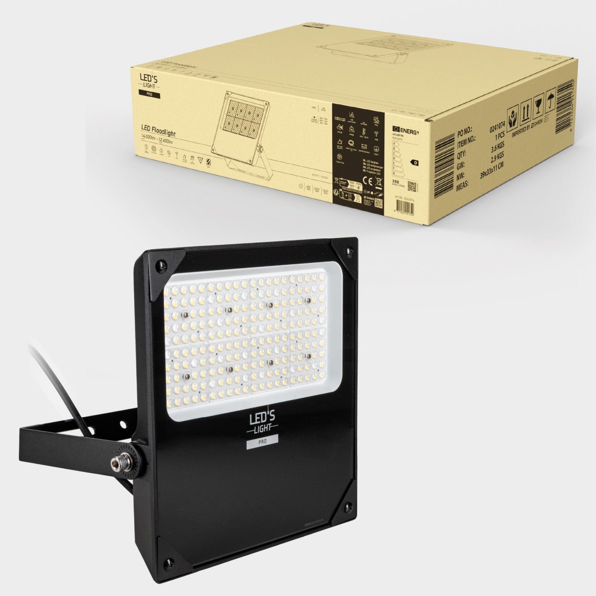 LED's Light pro Schijnwerper floodlight - CCT - 100W 14000lm 3000K/4000K/5000K - Sosen voeding - Zwart - IP66 IK08 Vermogen verstelbaar Schijnwerpers LED.nl