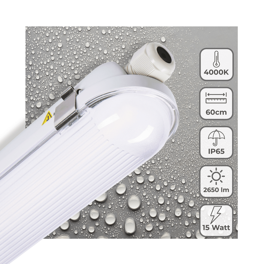 LED's Light Pro Philips TL Armatuur Strip 60 cm - Koppelbaar - Energielabel B - IP65 waterdicht - 2650 lm - 175lm/w TL verlichting LED.nl