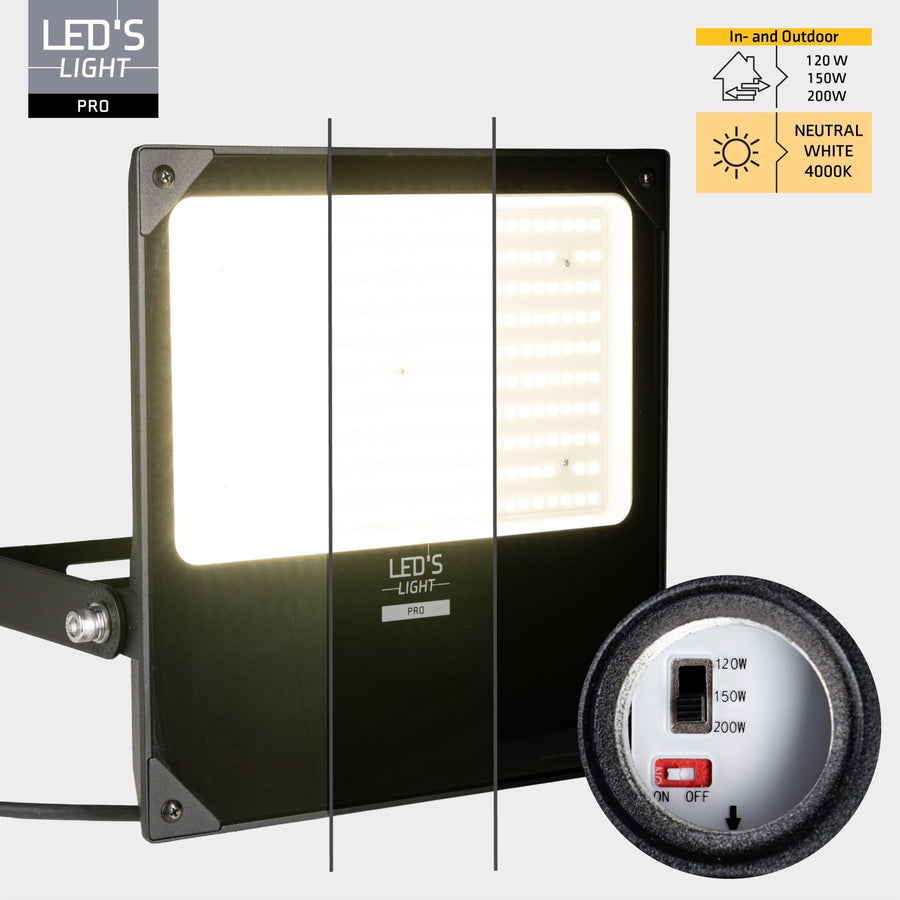 LED's Light Professional LED Floodlight 37000 - 3 light modes - Waterproof - 200 watts - LED.nl
