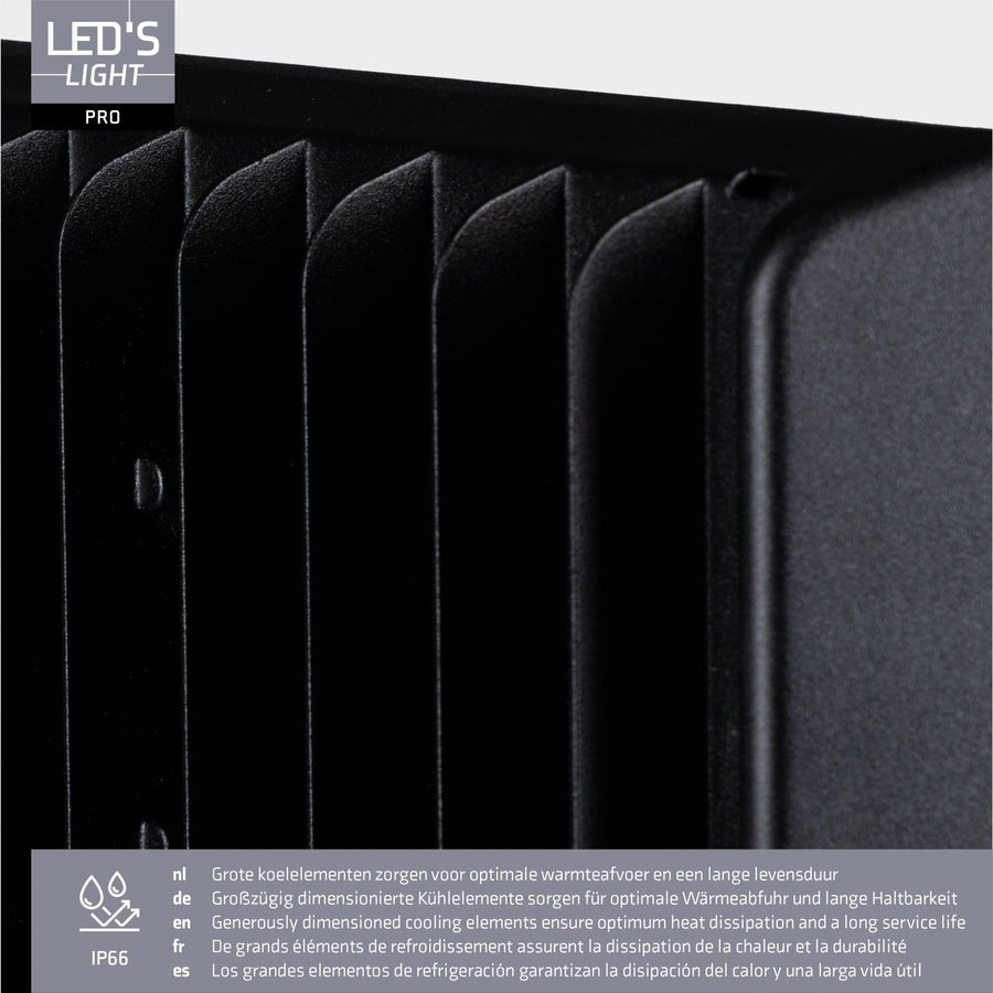 LED's Light pro Professionele LED Schijnwerper 18500 - 3 lichtstanden - Waterdicht - 100 watt - Daglichtsensor Schijnwerpers LED.nl