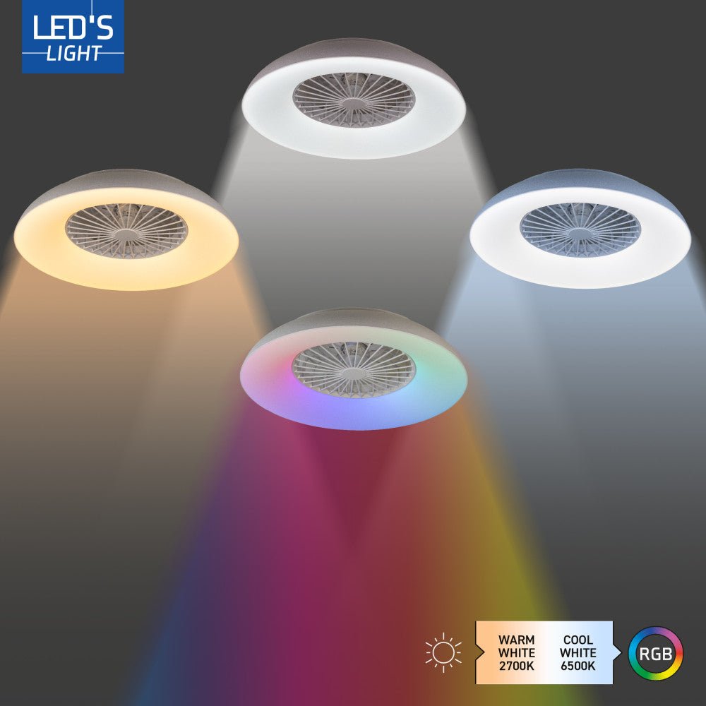 LED's Light RGB Plafondlamp met ventilator - 54W 3950lm 2700K/6500K/RGB - Ø600mm IP20 - Dimbaar Plafondventilatoren LED.nl