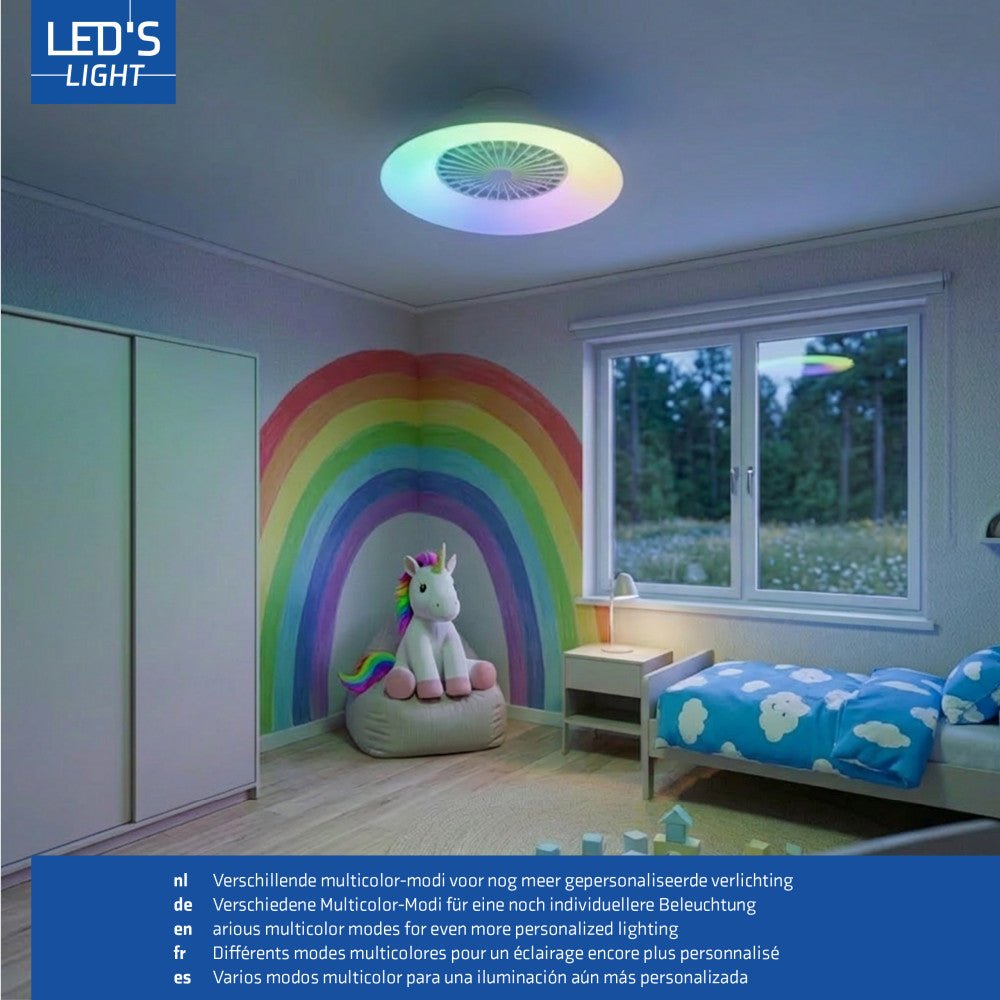 LED's Light RGB Plafondlamp met ventilator - 54W 3950lm 2700K/6500K/RGB - Ø600mm IP20 - Dimbaar Plafondventilatoren LED.nl