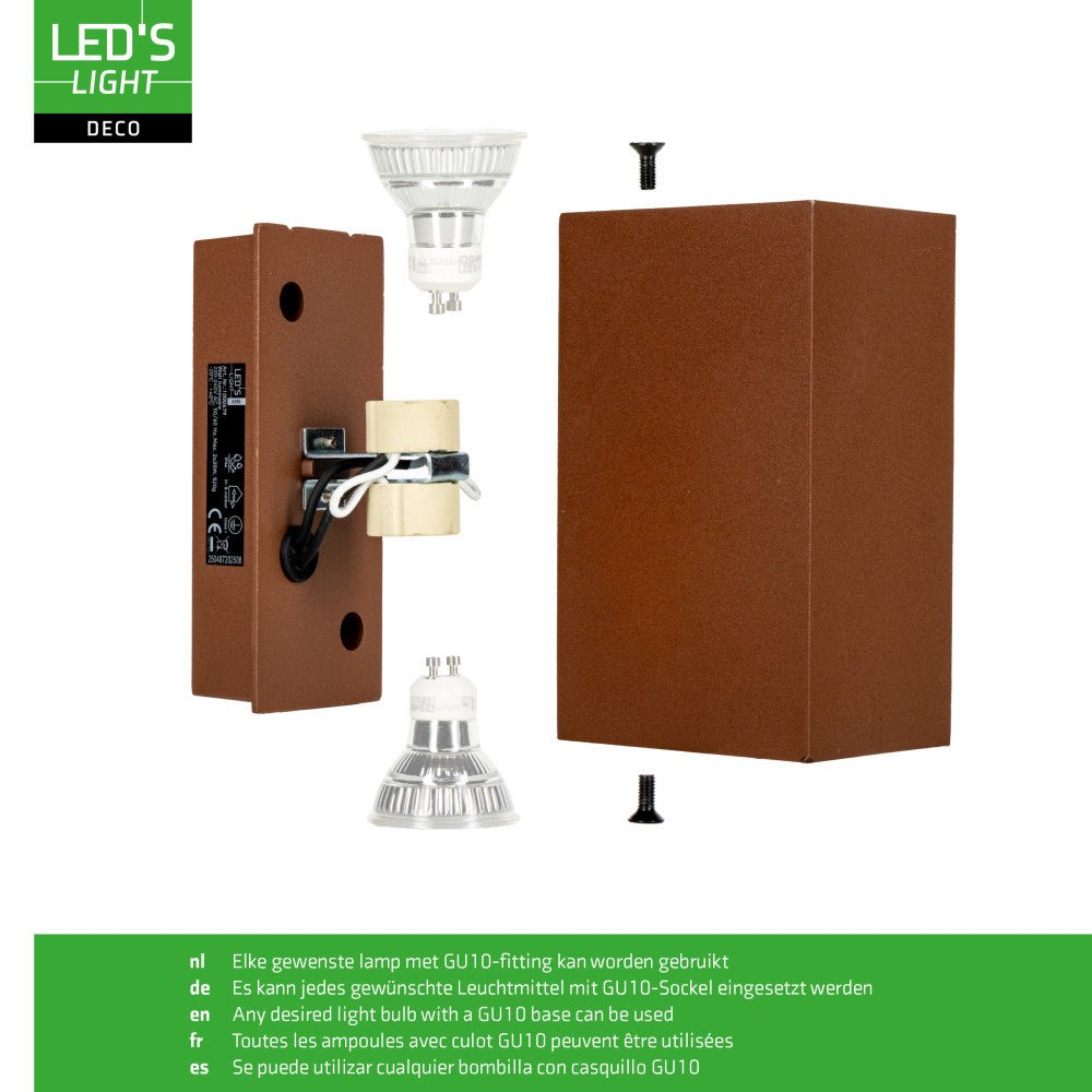 LED's Light Roestkleurige buitenlamp - IP44 - Excl 2x GU10 - Wandlamp Wandlampen LED.nl