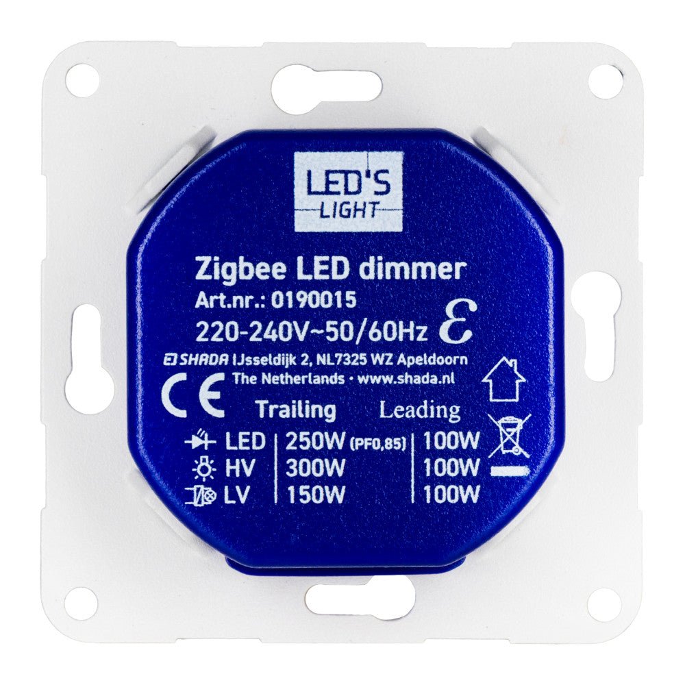 LED's Light Smart Zigbee LED dimmer - 300 watt - Geschikt voor fase afsnijding (trailing edge) & fase aansnijding (leading edge) - Inbouw dimmer - Universeel Dimmers LED.nl