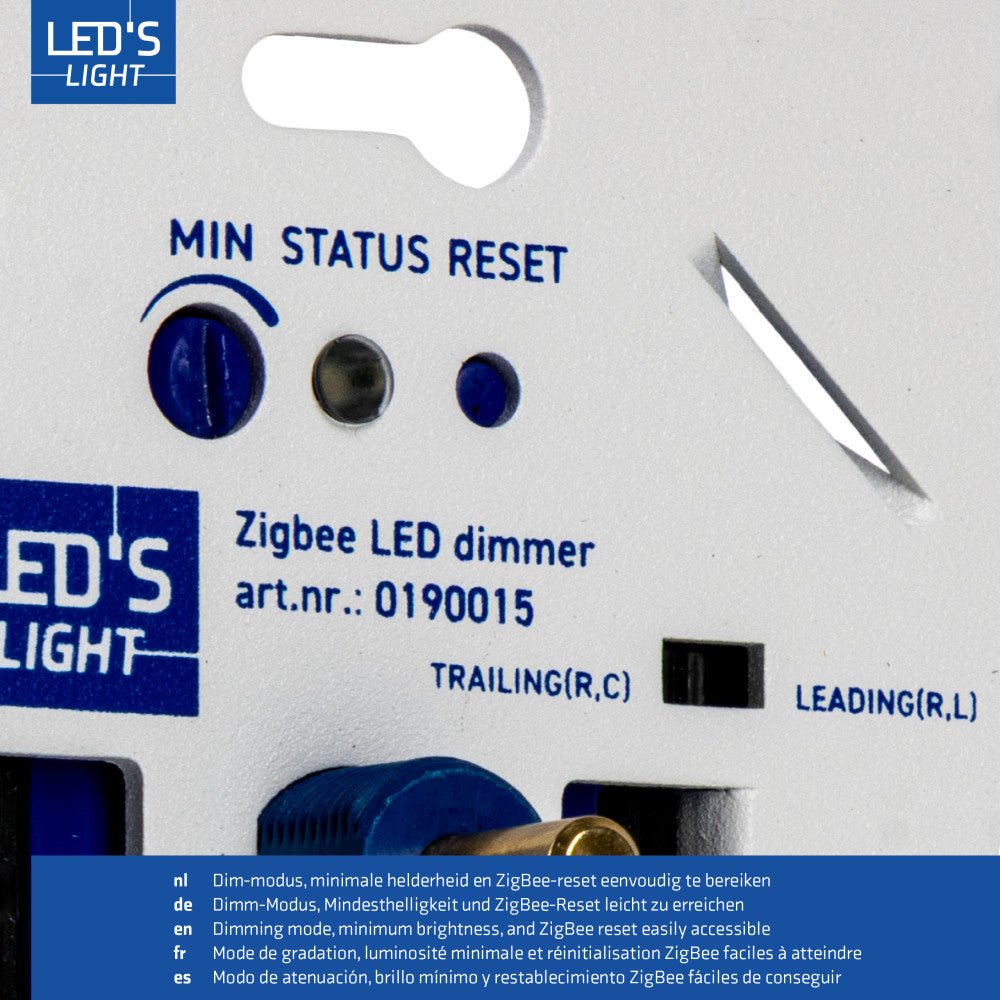LED's Light Smart Zigbee LED dimmer - 300 watt - Geschikt voor fase afsnijding (trailing edge) & fase aansnijding (leading edge) - Inbouw dimmer - Universeel Dimmers LED.nl