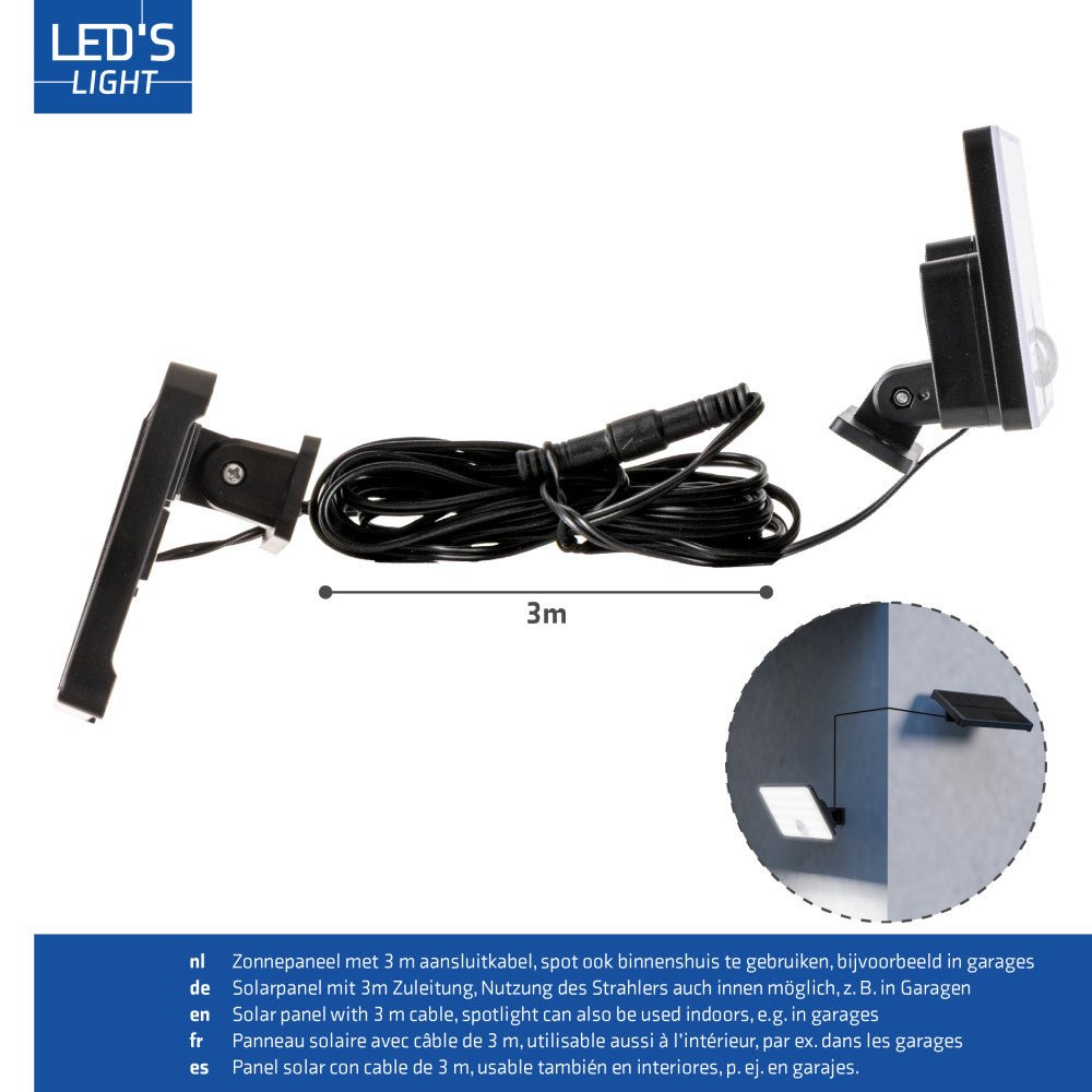 LED's Light Solar buitenlamp met sensor en zonnepaneel - 500lm 4000K - Zwart - IP65 Schijnwerpers LED.nl