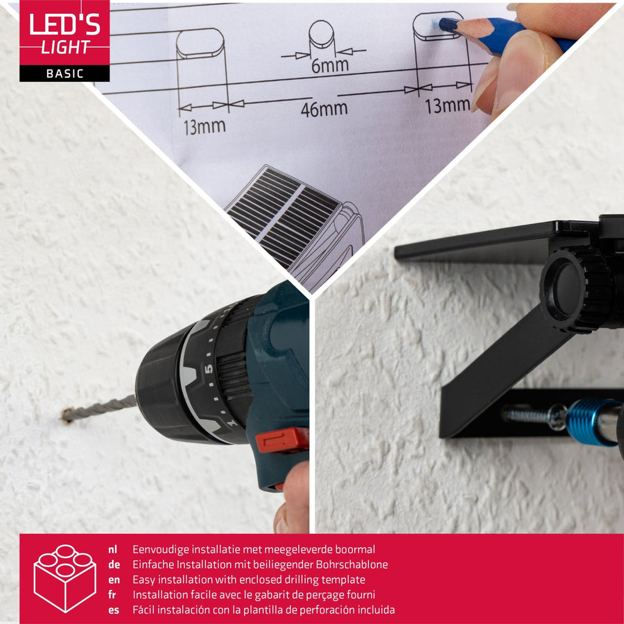 LED's Light Solar Schijnwerper met bewegingssensor - Volledig draadloze buitenlamp - Zwart Buitenlampen LED.nl