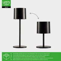 LED's Light Tischleuchte mit Akku - wiederaufladbar und kabellos - für den Innen- und Außenbereich - 3 Farben - Schwarz - LED.de