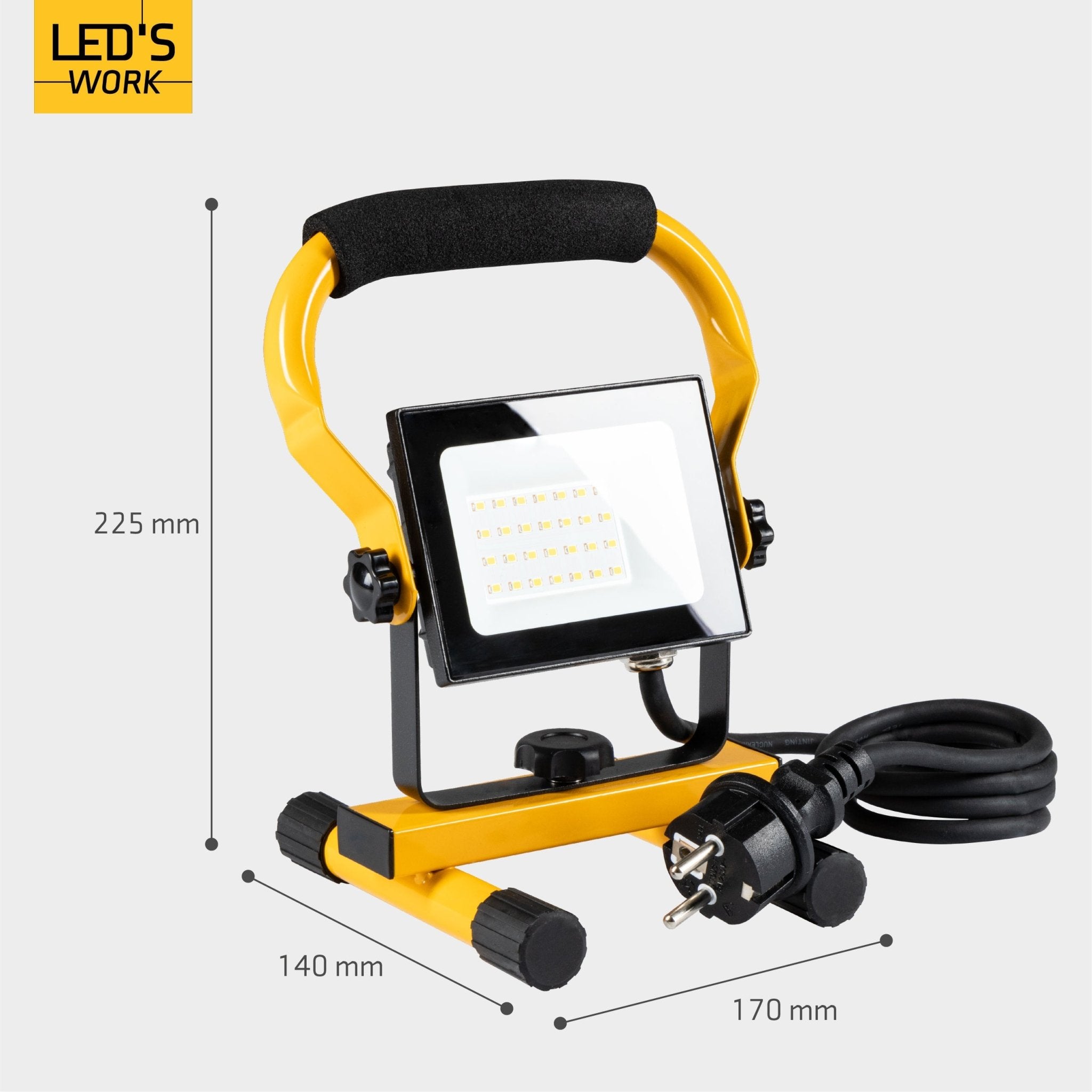 LED's Work Bouwlamp 2000 - Verstelbare beugel - Waterdicht (IP65) - Zwart geel - LED.nl