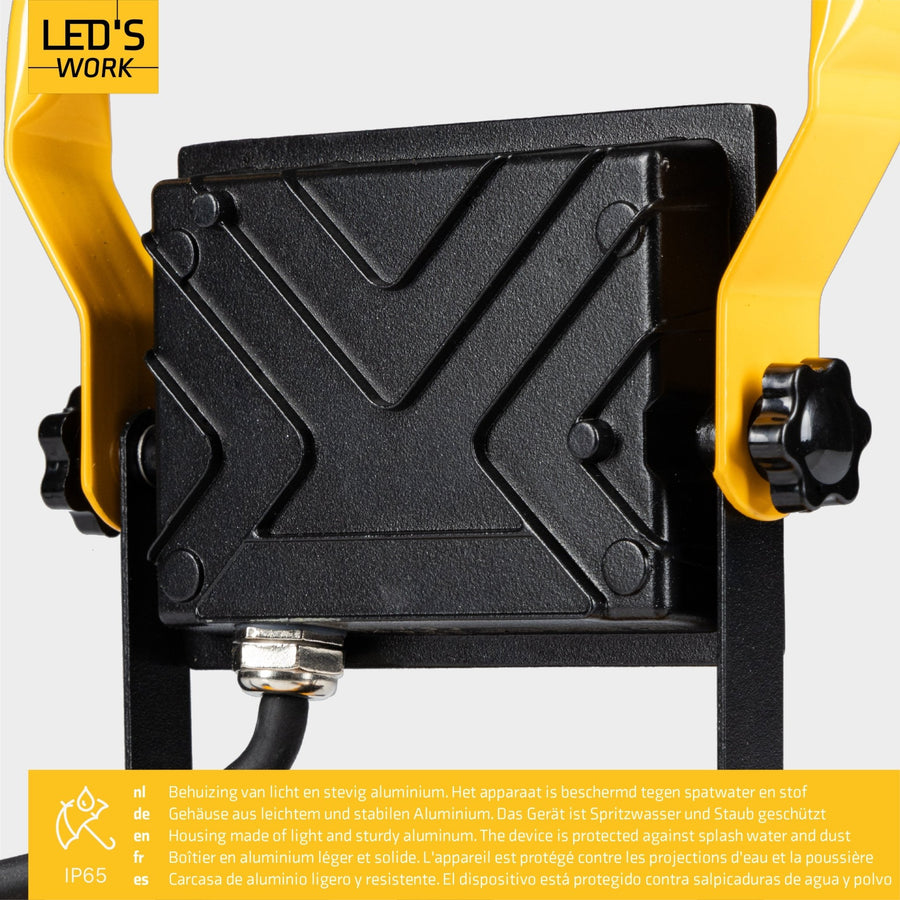 LED's Work Construction Lamp 2000 - Adjustable bracket - Waterproof (IP65) - Black yellow - LED.nl
