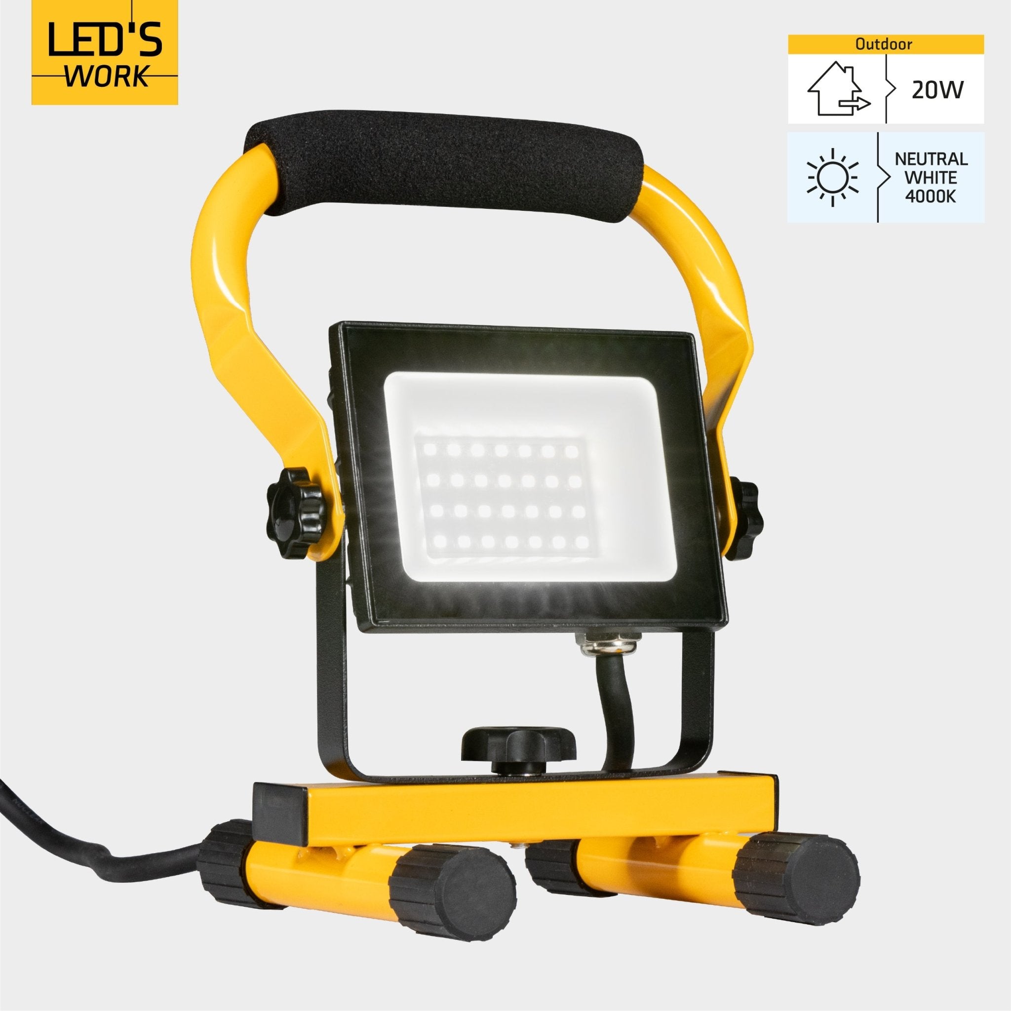 LED's Work Bouwlamp 2000 - Verstelbare beugel - Waterdicht (IP65) - Zwart geel - LED.nl