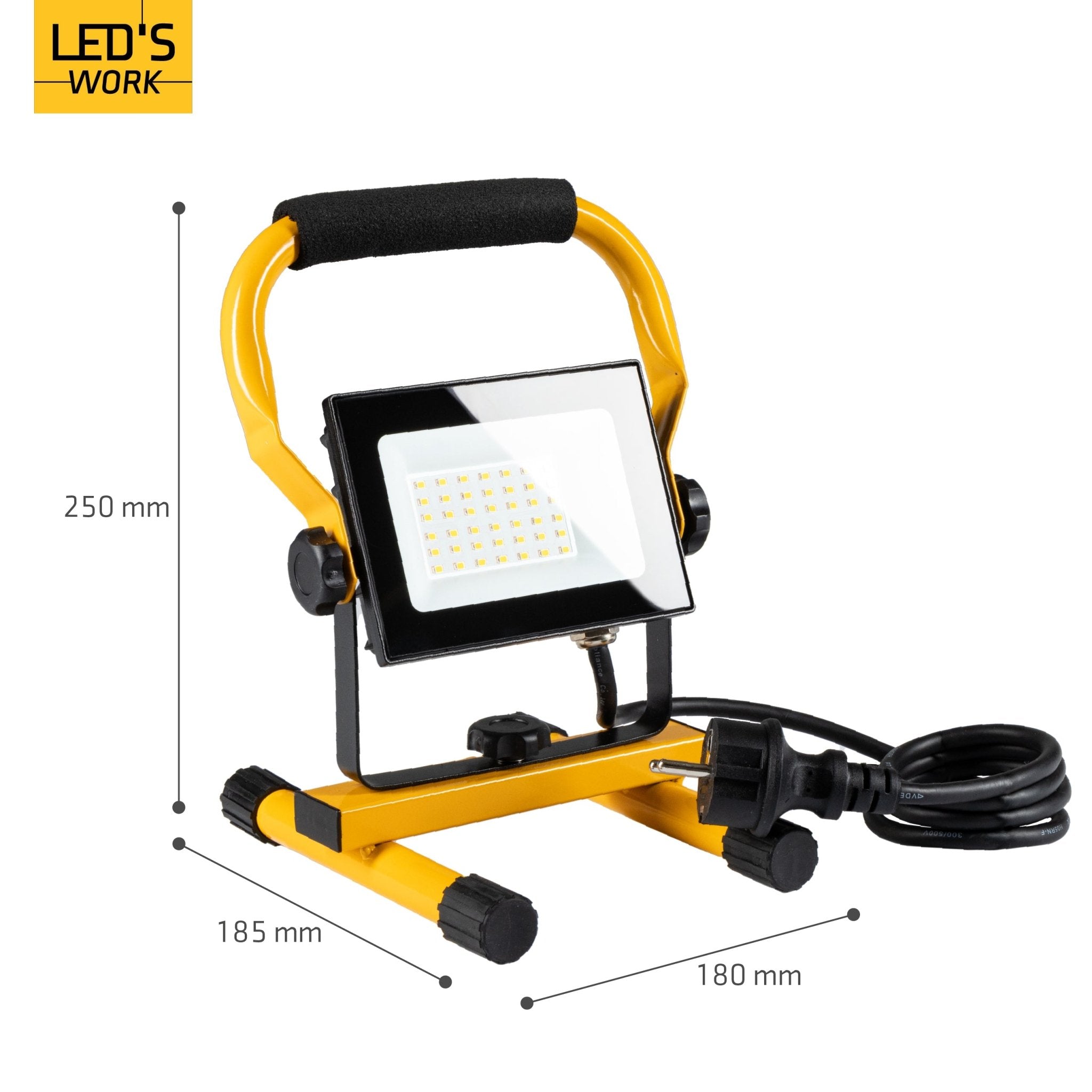 LED's Work Bouwlamp 3100 - Verstelbare beugel - Waterdicht (IP65) - Zwart geel - LED.nl