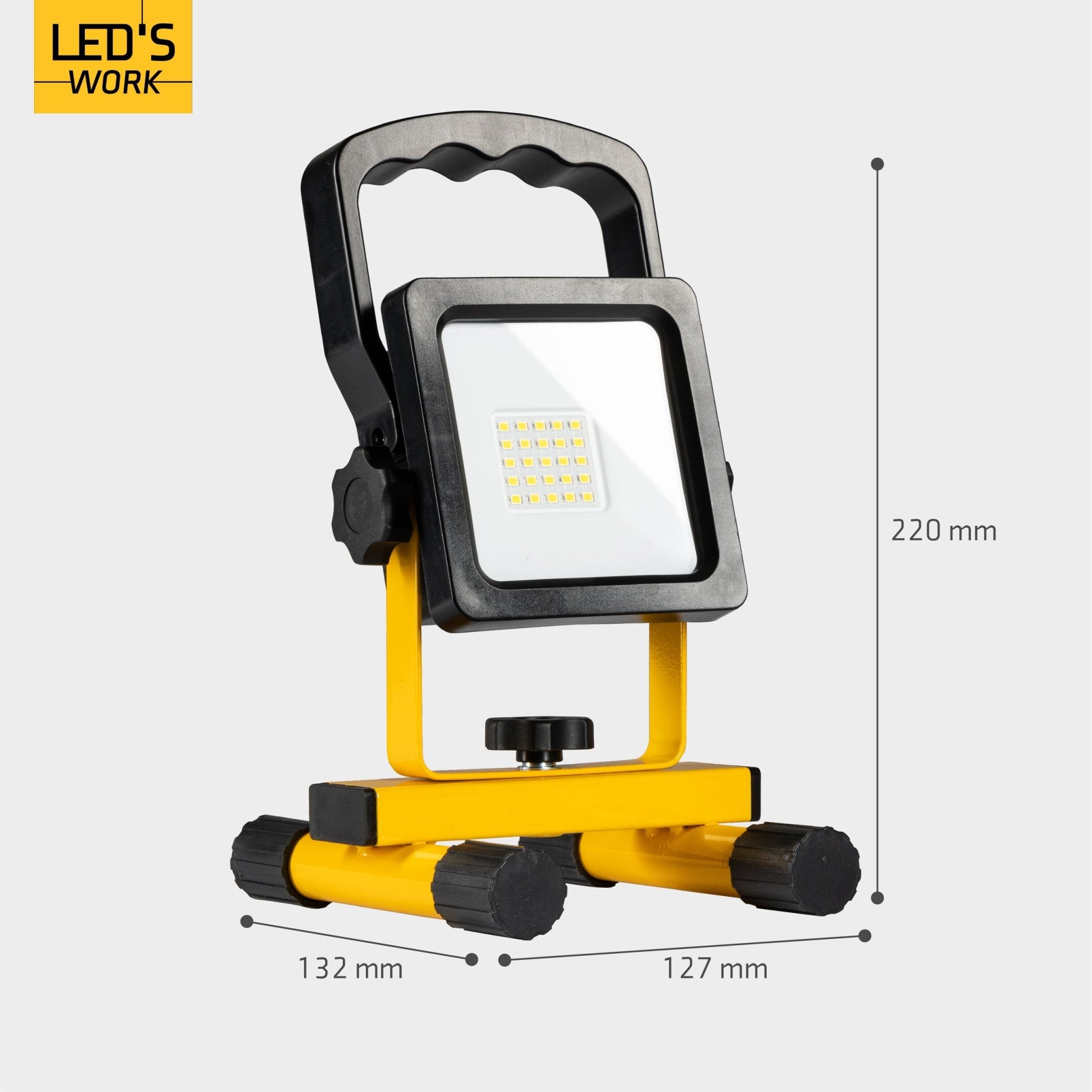 LED's Work draadloze LED Bouwlamp op accu 1200 - Oplaadbaar en kantelbaar - Zwart geel - LED.nl