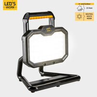 LED-Arbeitsleuchte, wiederaufladbar, 20 W, 2000 lm – kabellos, akkubetrieben – staub- und wasserdicht – faltbar - LED.de