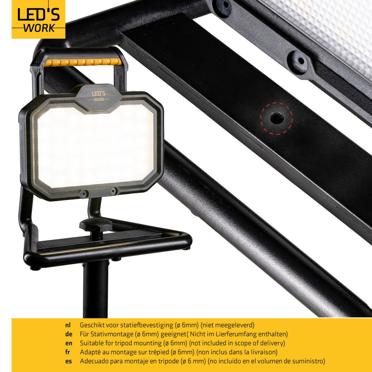 LED's Work LED Bouwlamp oplaadbaar 2000 - Werkt draadloos op accu - Stof - en waterdicht - LED.nl