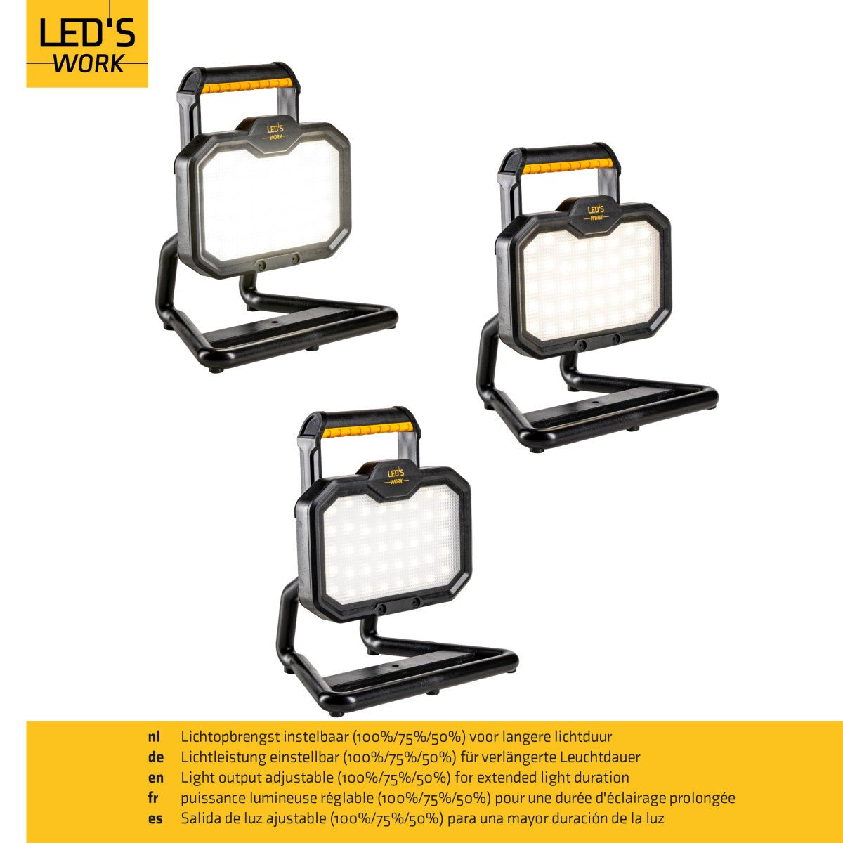 LED's Work LED Bouwlamp oplaadbaar 2000 - Werkt draadloos op accu - Stof - en waterdicht - LED.nl