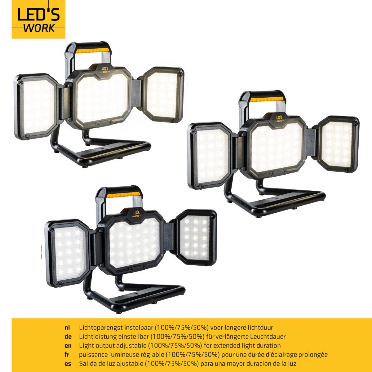 LED's Work LED Bouwlamp oplaadbaar 4000 - Werkt draadloos op accu - Stof - en waterdicht - LED.nl