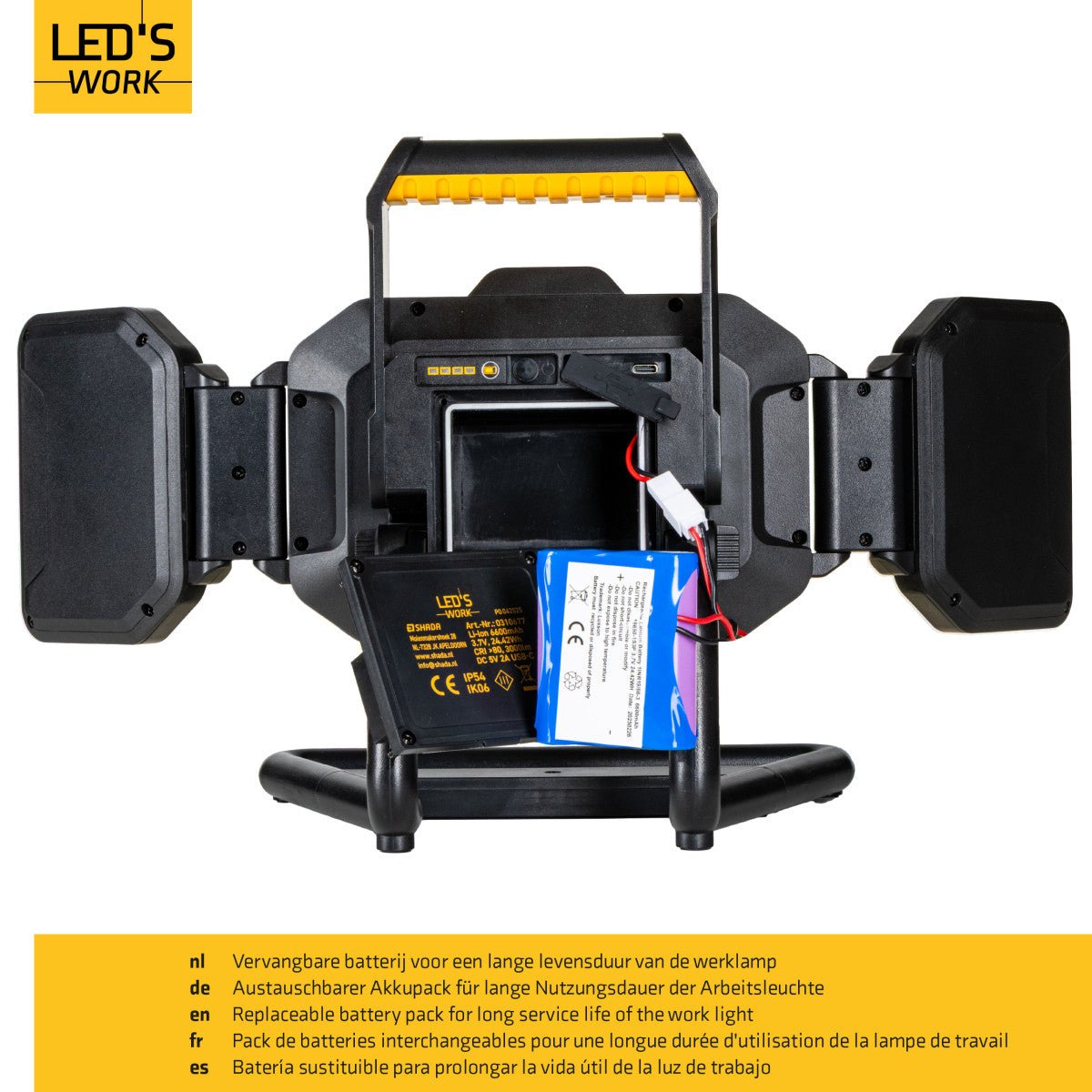 LED's Work LED Bouwlamp oplaadbaar 4000 - Werkt draadloos op accu - Stof - en waterdicht - LED.nl