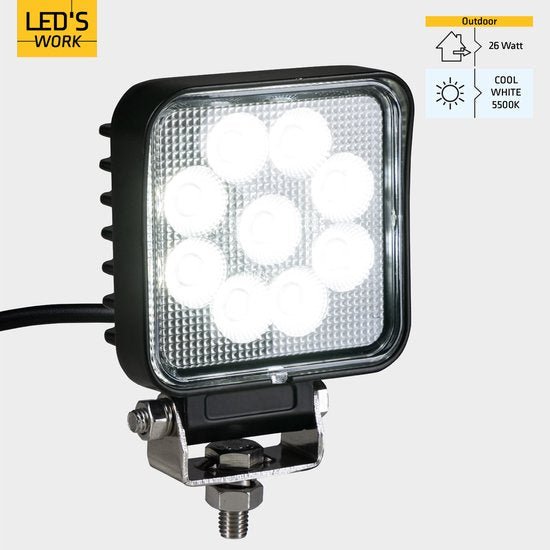 LED's Work LED Schijnwerper voor voertuigen - Geschikt voor tractor, vrachtwagen, auto, bus en schip - 26W - LED.nl
