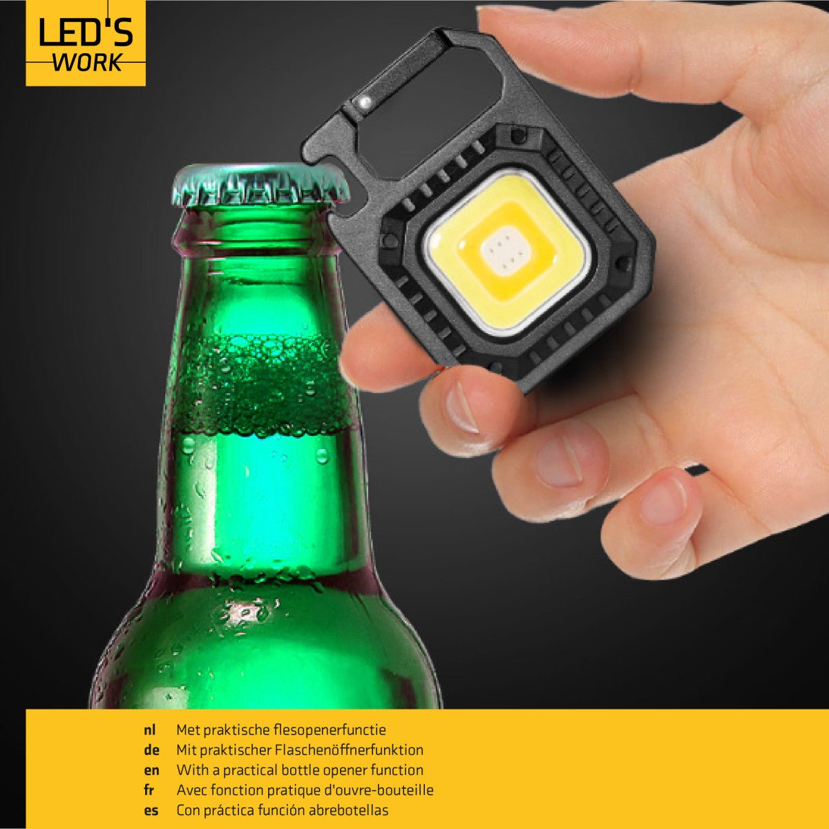 LED's Work mini Werklamp met sleutelhanger - Oplaadbaar met USB - Draadloos op accu - LED.nl