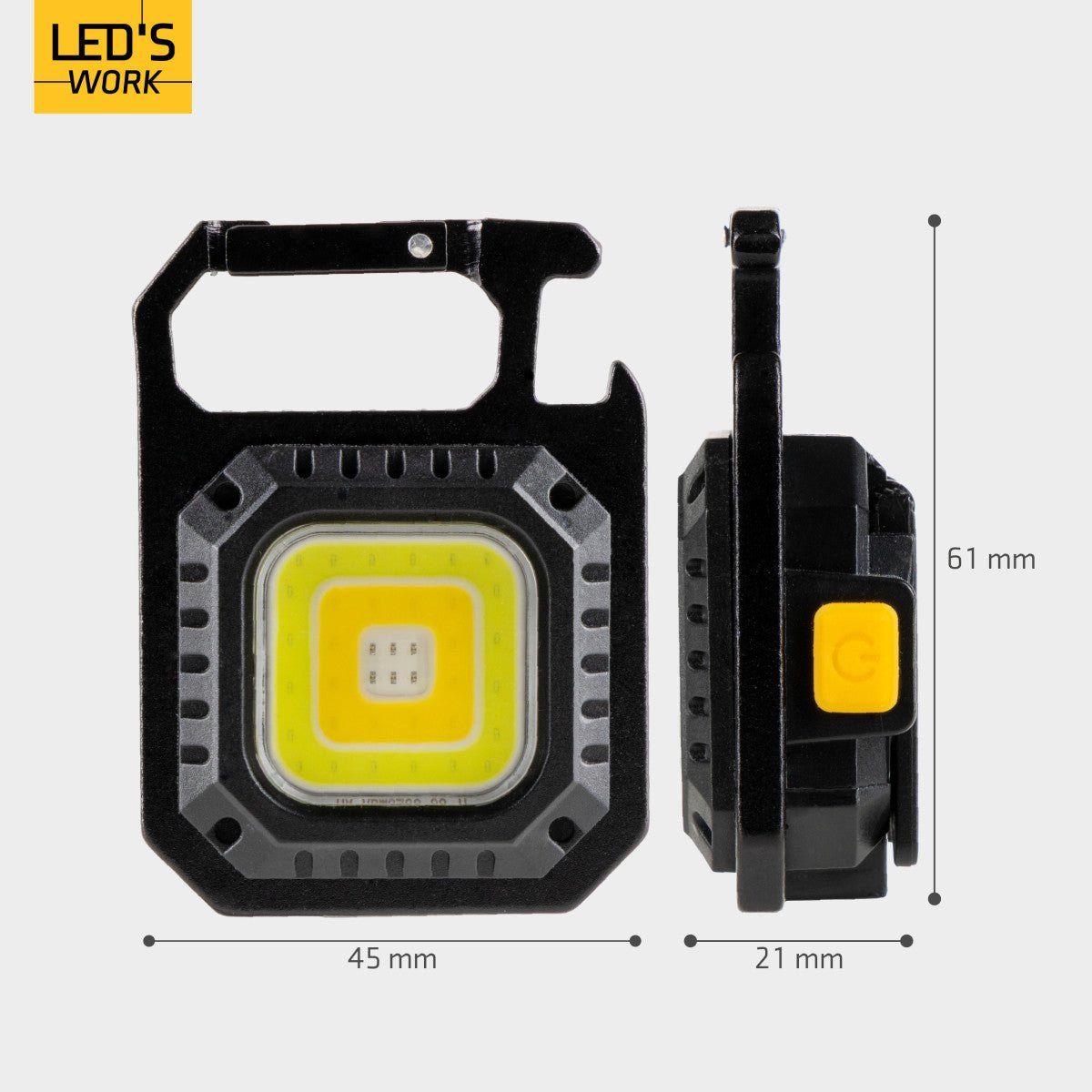 LED's Work mini Werklamp met sleutelhanger - Oplaadbaar met USB - Draadloos op accu - LED.nl