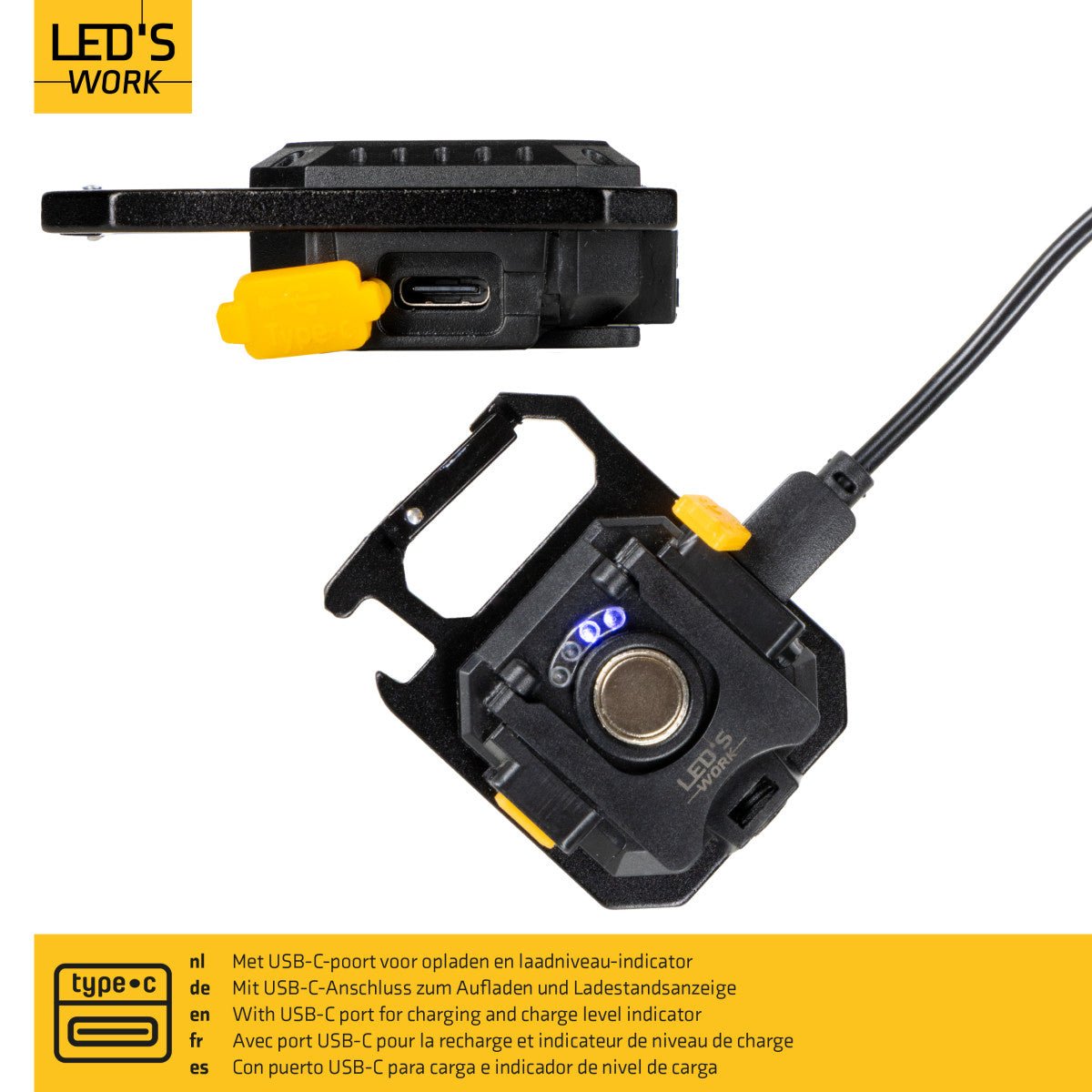 LED's Work mini Werklamp met sleutelhanger - Oplaadbaar met USB - Draadloos op accu - LED.nl