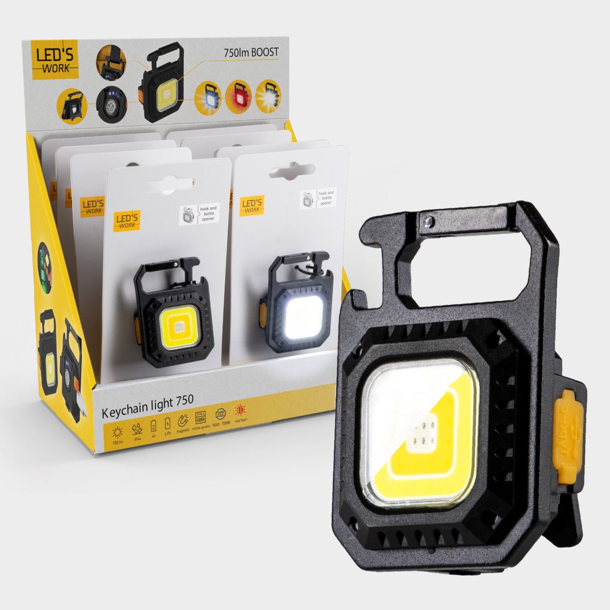 LED's Work mini Werklamp met sleutelhanger - Oplaadbaar met USB - Draadloos op accu - LED.nl