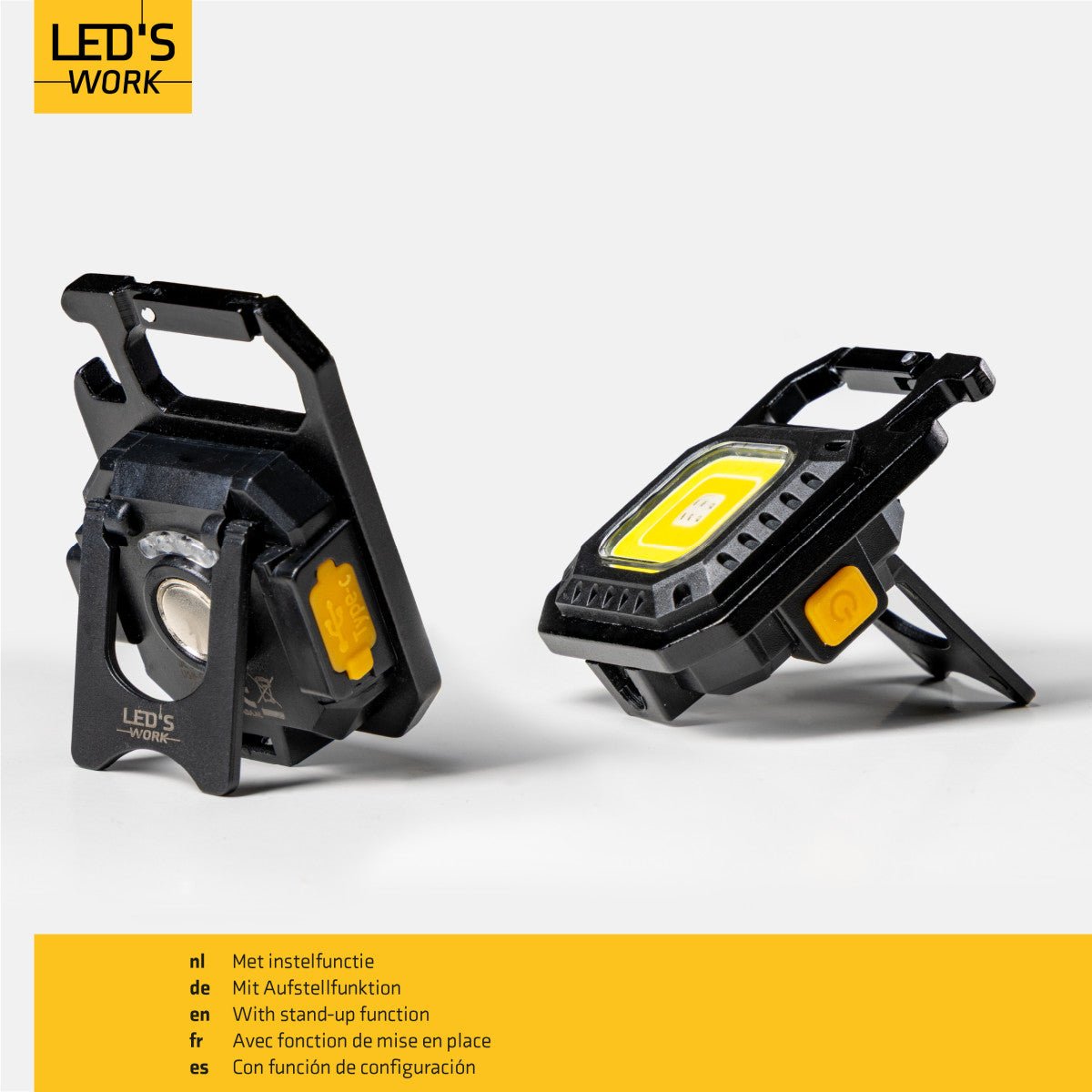 LED's Work mini Werklamp met sleutelhanger - Oplaadbaar met USB - Draadloos op accu - LED.nl