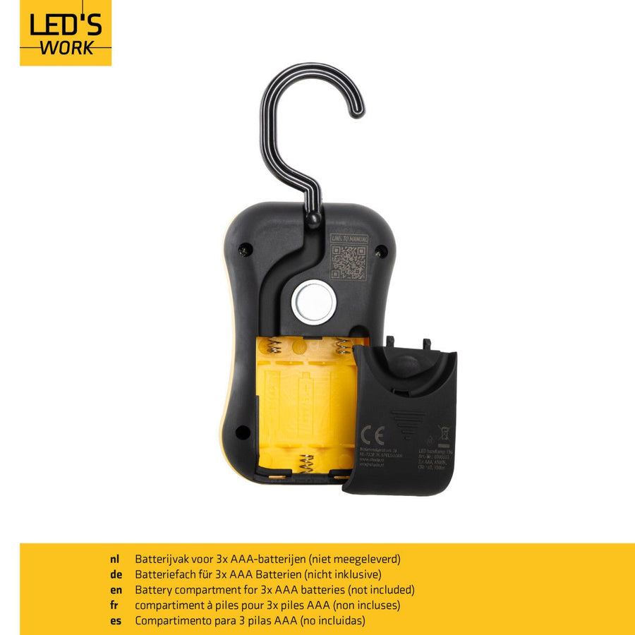 LED's Work MINI Werklamp op batterijen - Draadloos - Werkt op 3 AAA batterijen Bouwlampen Led.nl