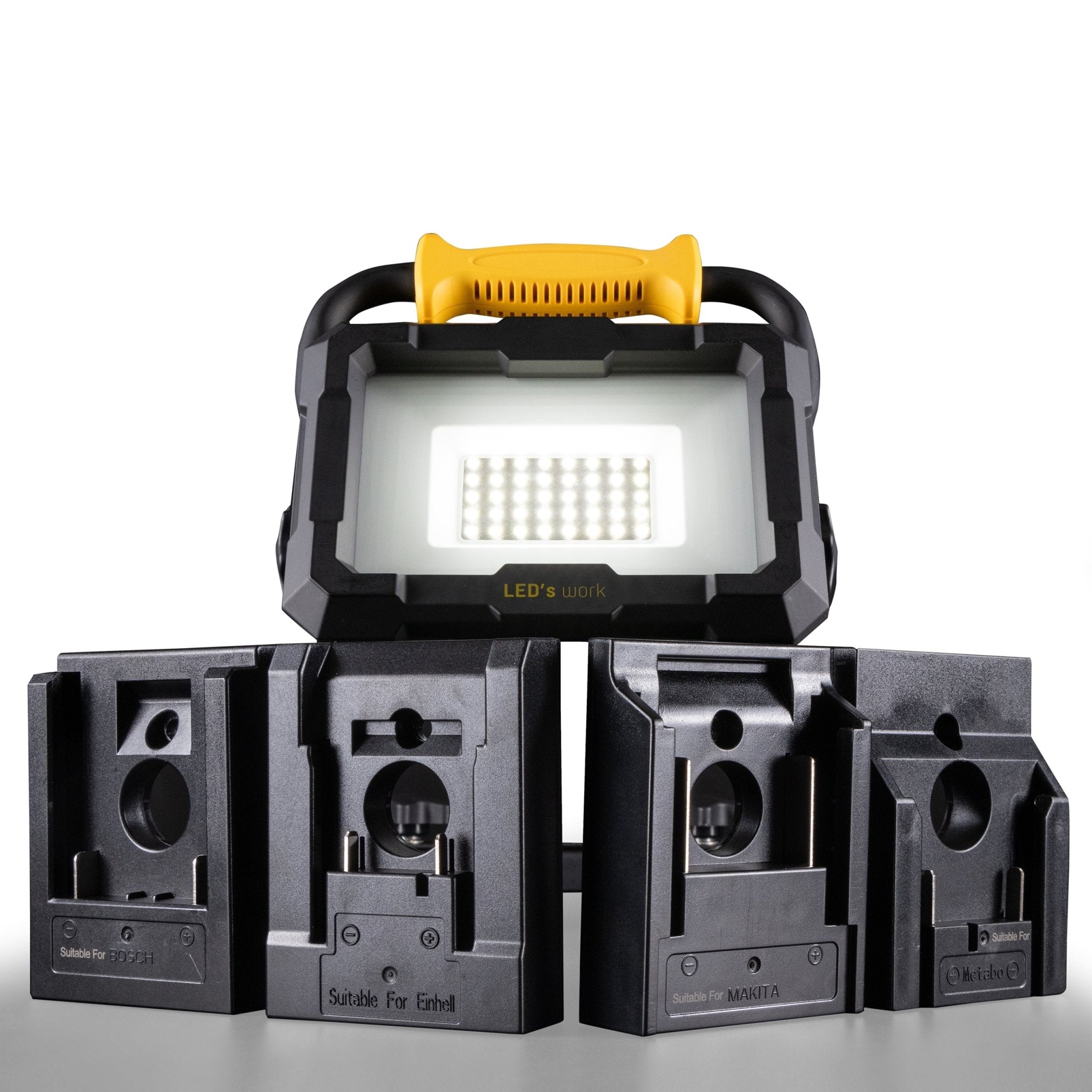 LED's Work Oplaadbare 18V Bouwlamp 2000 - Werkt op 18V accu’s van Makita, Bosch, Metabo (CAS) en Einhell – In 3 stappen dimbaar - LED.nl