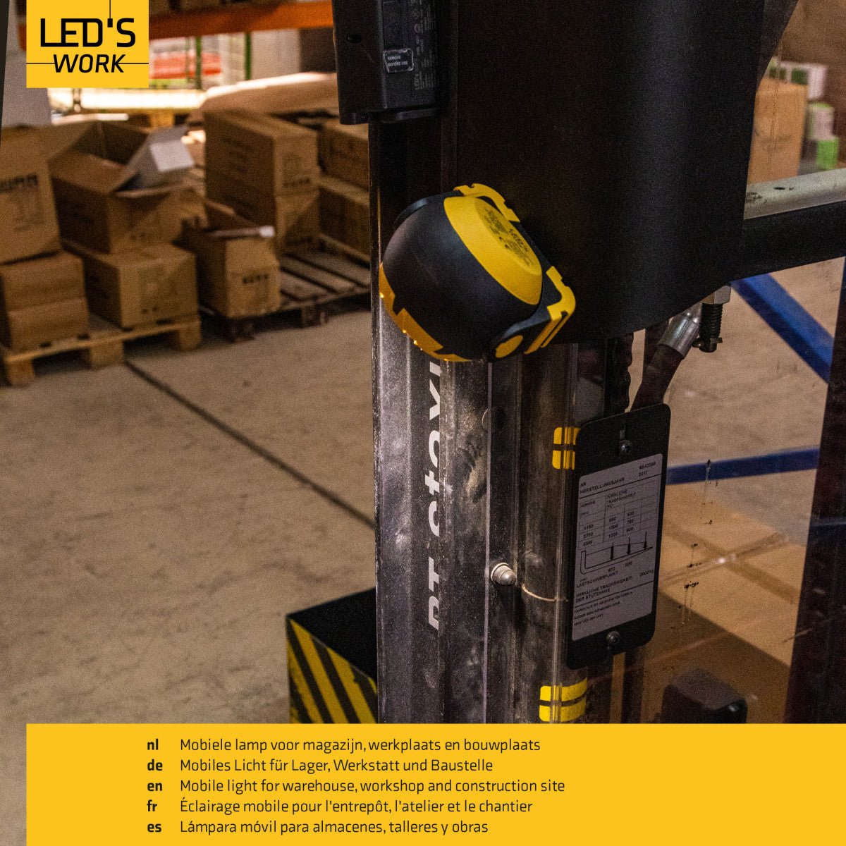 LED's Work Oplaadbare LED Looplamp - Werkt draadloos op accu - 10 x 10 cm - LED.nl