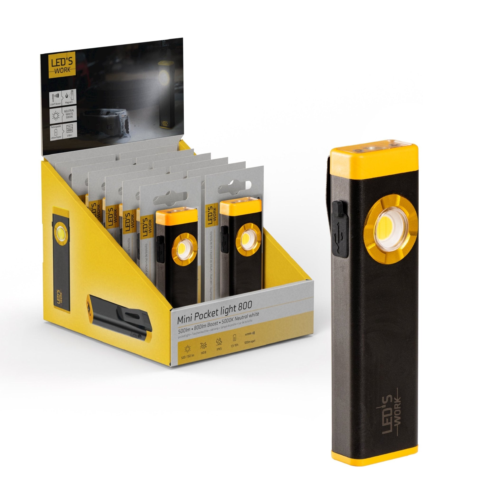 LED's Work Oplaadbare LED Mini Zaklamp met 3 lichtstanden (100, 500 en 700 Lumen) - LED.nl