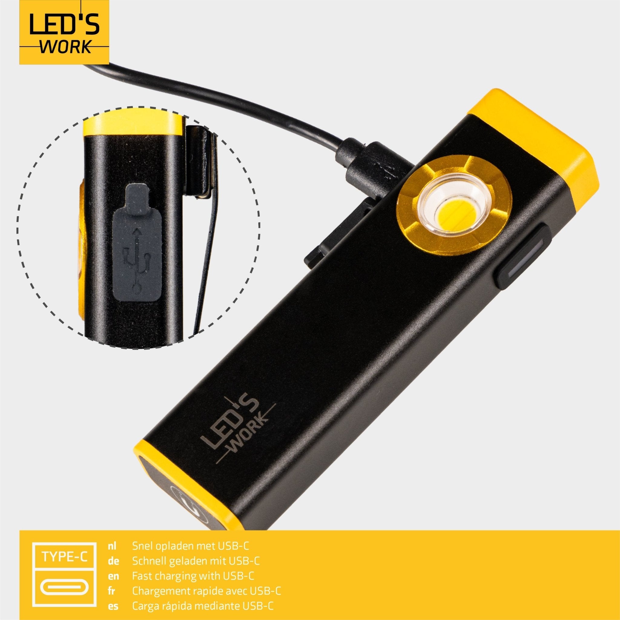 LED's Work Oplaadbare LED Mini Zaklamp met 3 lichtstanden (100, 500 en 700 Lumen) - LED.nl
