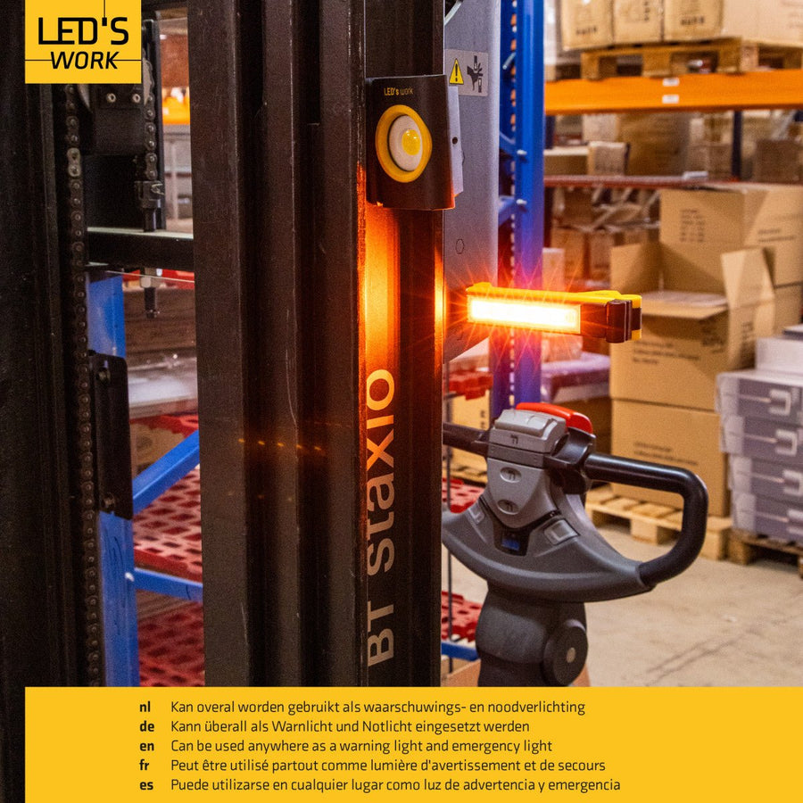 LED's Work Oplaadbare LED Werklamp op accu 600 - Werkt draadloos - Met magneet en haak Bouwlampen Led.nl
