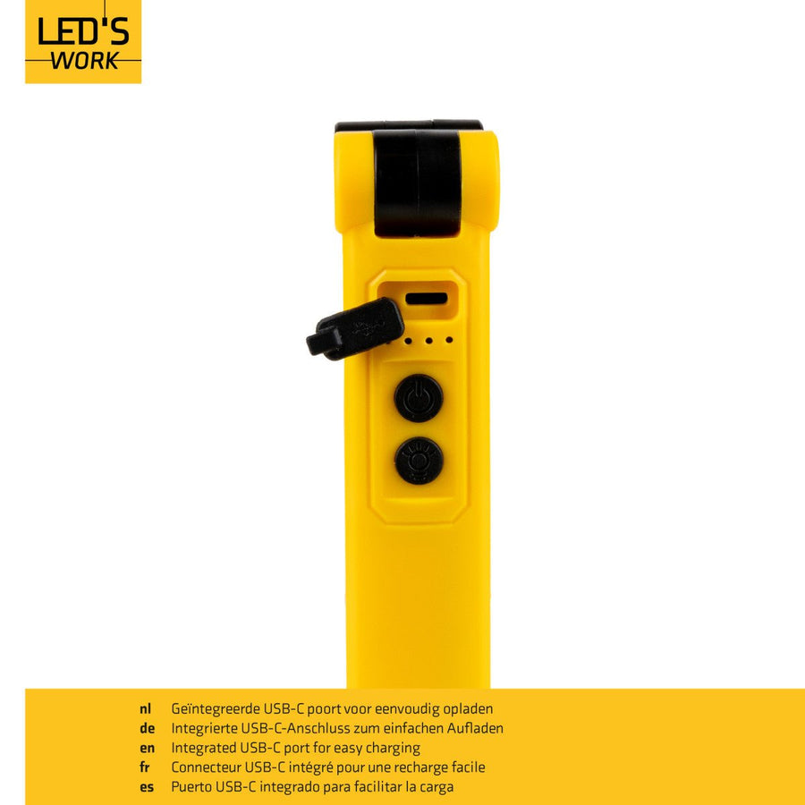 LED's Work Oplaadbare LED Werklamp op accu 600 - Werkt draadloos - Met magneet en haak Bouwlampen Led.nl