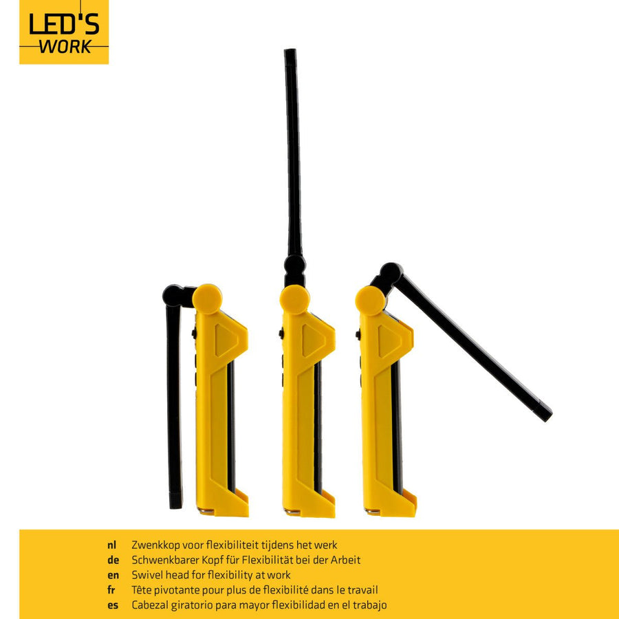 LED's Work Oplaadbare LED Werklamp op accu 600 - Werkt draadloos - Met magneet en haak Bouwlampen Led.nl