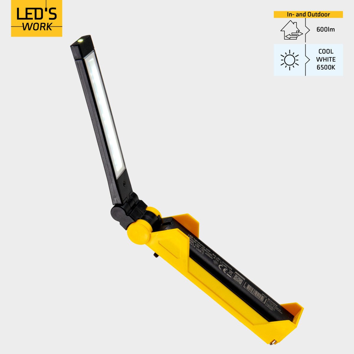 LED's Work Oplaadbare LED Werklamp op accu 600 - Werkt draadloos - Met magneet en haak - LED.nl