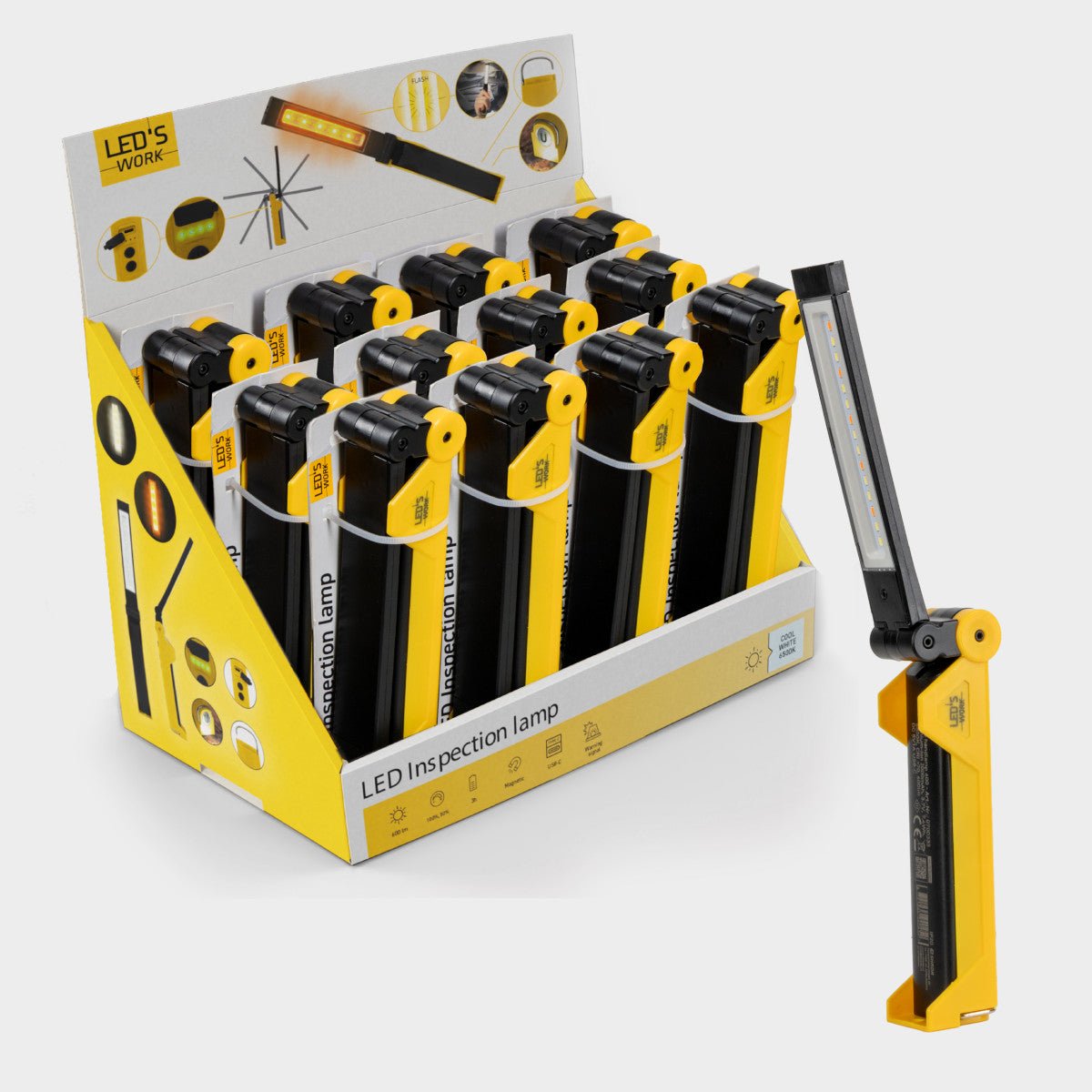 LED's Work Oplaadbare LED Werklamp op accu 600 - Werkt draadloos - Met magneet en haak - LED.nl