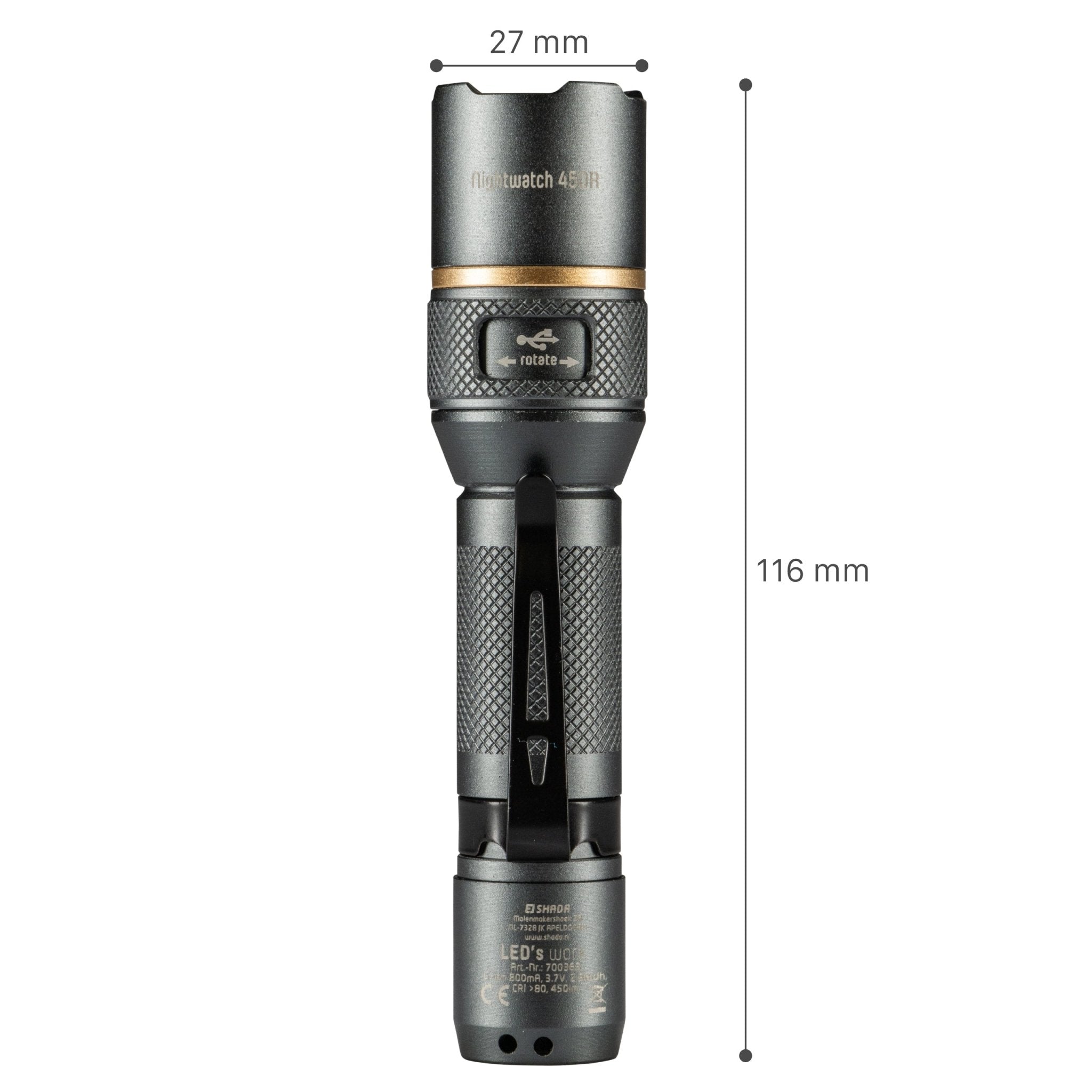 LED's Work Oplaadbare LED Zaklamp - 450 Lumen - IPX7 Waterdicht - Met 3 lichtstanden LED.nl