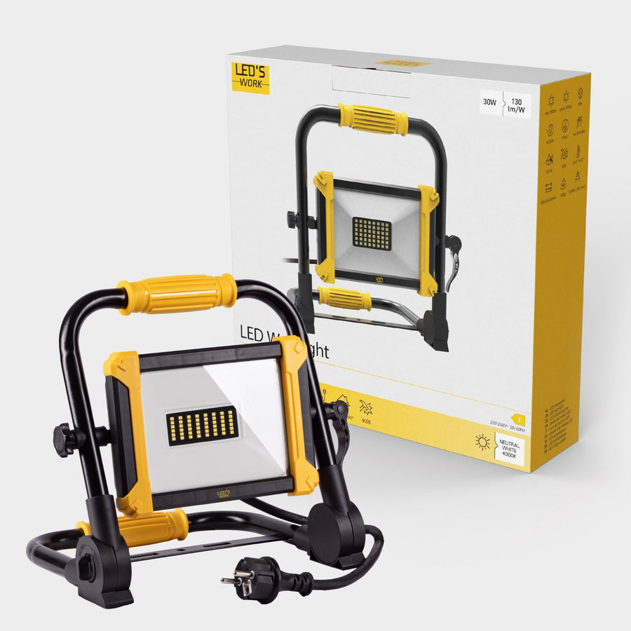 LED-Arbeitsleuchte, faltbar, Bauleuchte 3900 – 30 W LED – 3 Meter Kabel - LED.de