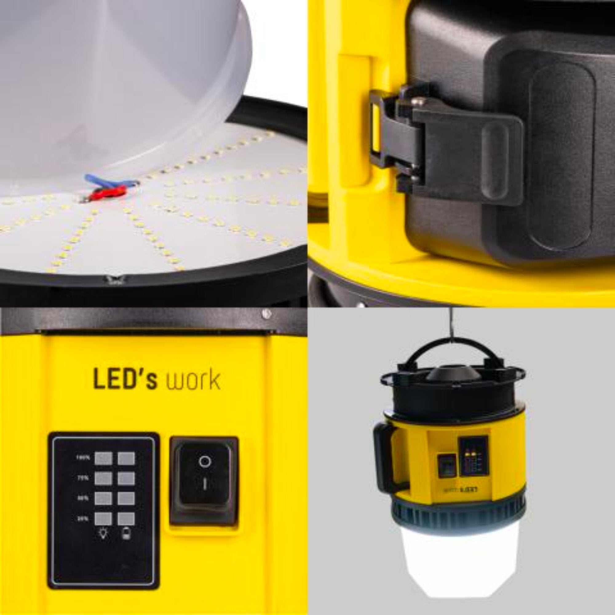 LED's Work 18V Portable LED Bouwlamp 6000lm - Universeel oplaadbaar met 18V accu - 60W LED.nl
