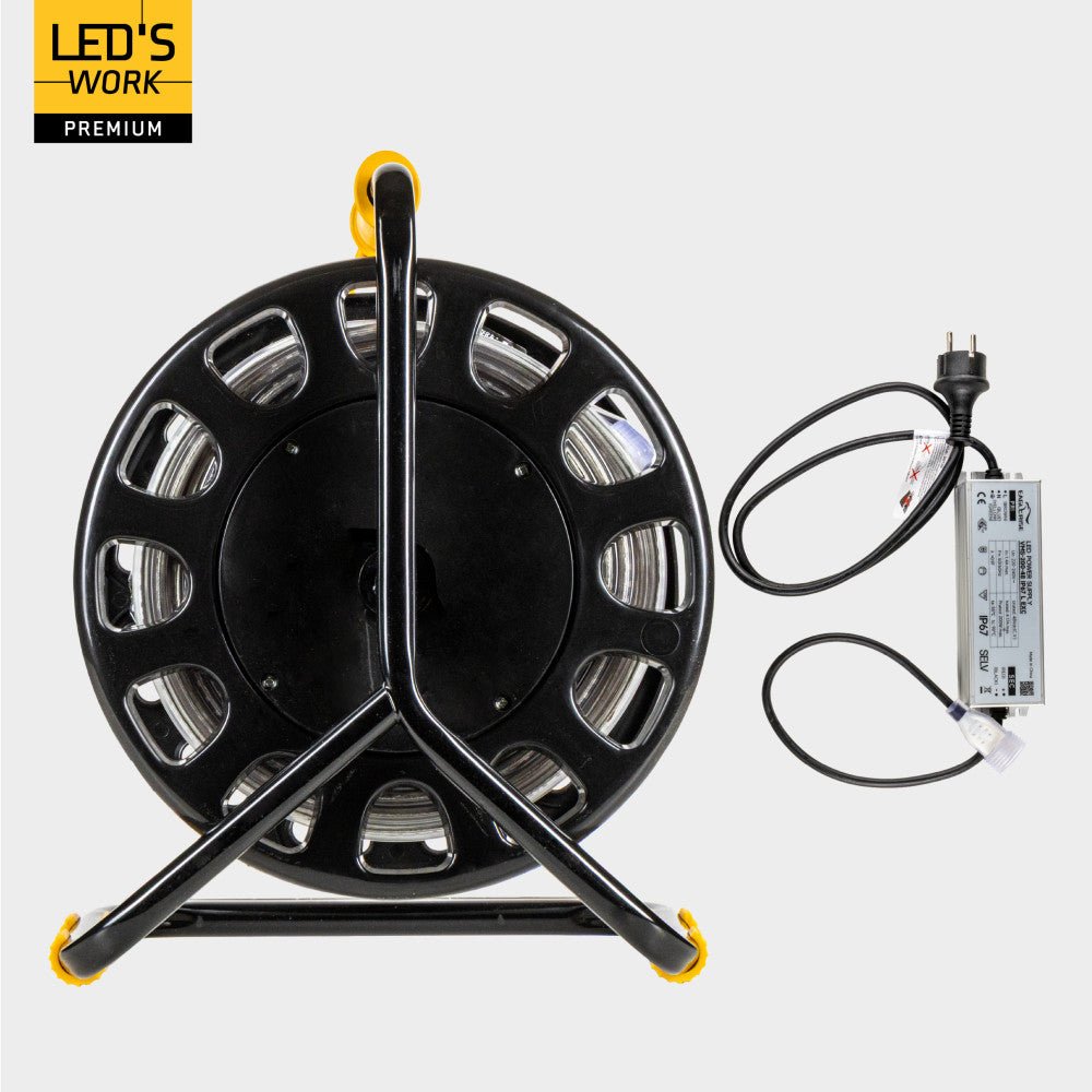 LED's Work Premium Safeline LED Lichtslang 25m 200W 48V 20 000lm 5000K Op Haspel Werklampen LED.nl