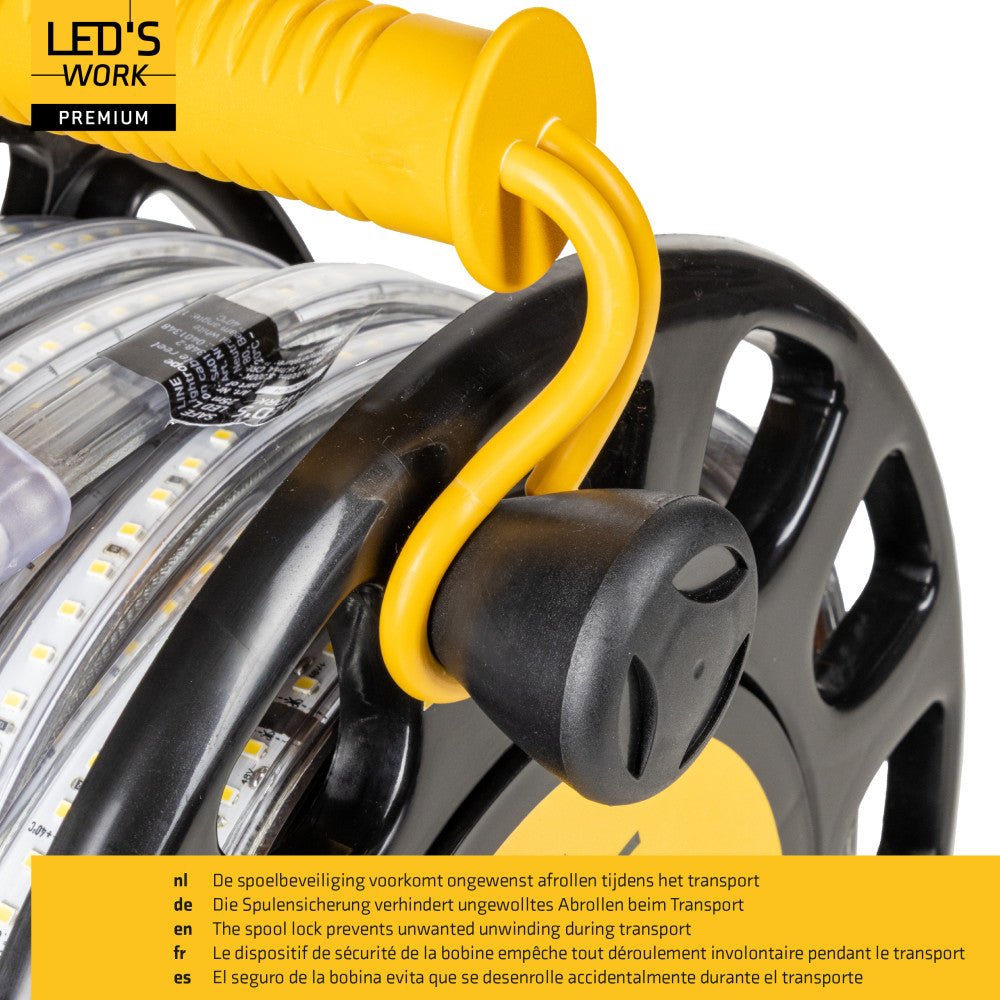 LED's Work Premium Safeline LED Lichtslang 25m 200W 48V 20 000lm 5000K Op Haspel Werklampen LED.nl