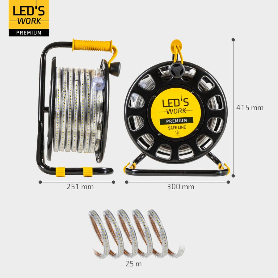 LED's Work Premium Safeline LED-Lichtröhre 25 m 200 W 48 V 20.000 lm 5000 K auf Rolle - LED.de