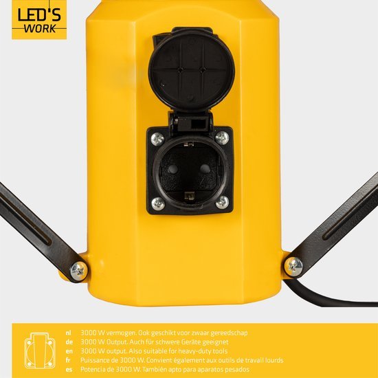 LED's Work Tower Bauleuchte mit extra Steckdose - Stab-Arbeitsleuchte - 100W - 12000 lm - LED.de