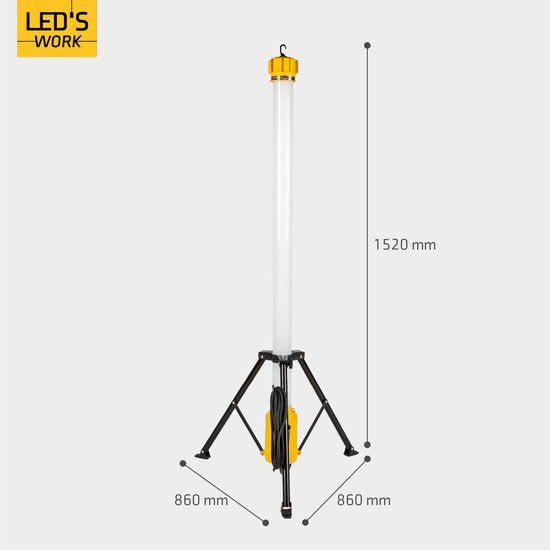 LED's Work Tower Bauleuchte mit extra Steckdose - Stab-Arbeitsleuchte - 100W - 12000 lm - LED.de