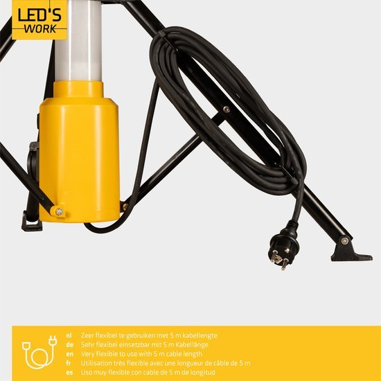 LED's Work Tower Bauleuchte mit extra Steckdose - Stab-Arbeitsleuchte - 100W - 12000 lm - LED.de