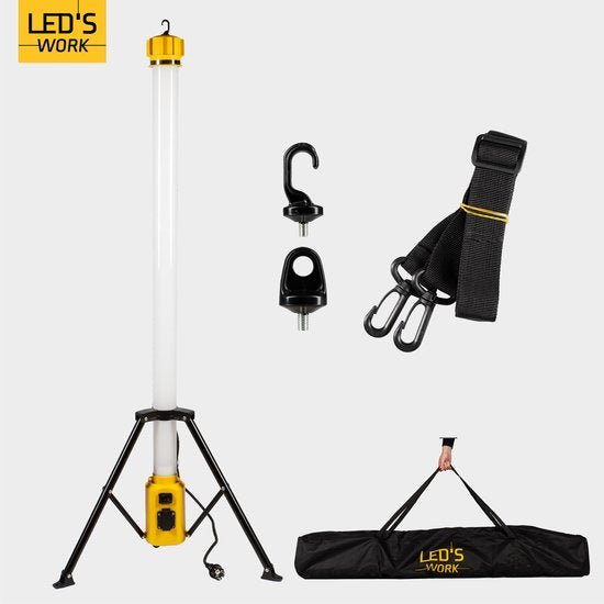 LED's Work Tower Bauleuchte mit extra Steckdose - Stab-Arbeitsleuchte - 100W - 12000 lm - LED.de